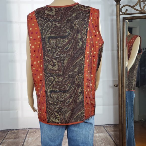 Coldwater Creek unique Polka dots and paisley vest. (1X) #208 - Picture 6 of 7